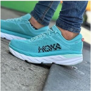 Hoka One One Women's Athletic Shoes in Aqua and White